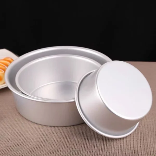 Stock Aluminum Alloy Round Cake Pan | 4/6/8/10-inch Fix Base | Anodized Baking Mould Bakeware