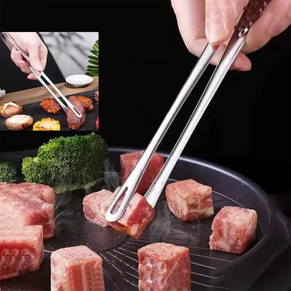 Stainless Steel Barbecue Tongs 28cm | Long Handle Non-Slip Kitchen Tongs for Grilling & Food Handling