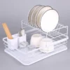 Japanese Style Double-Layer Dish Rack | Kitchen Utensil & Cutlery Organizer | Plate & Bowl Storage Drainer