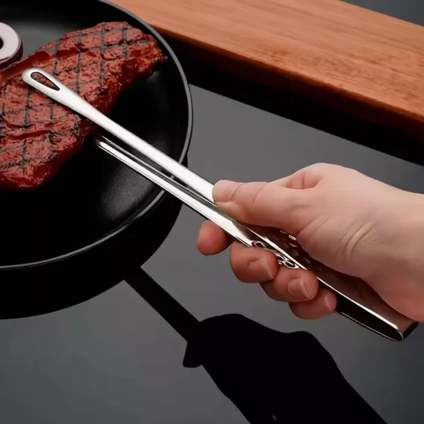 Stainless Steel Barbecue Tongs 28cm | Long Handle Non-Slip Kitchen Tongs for Grilling & Food Handling